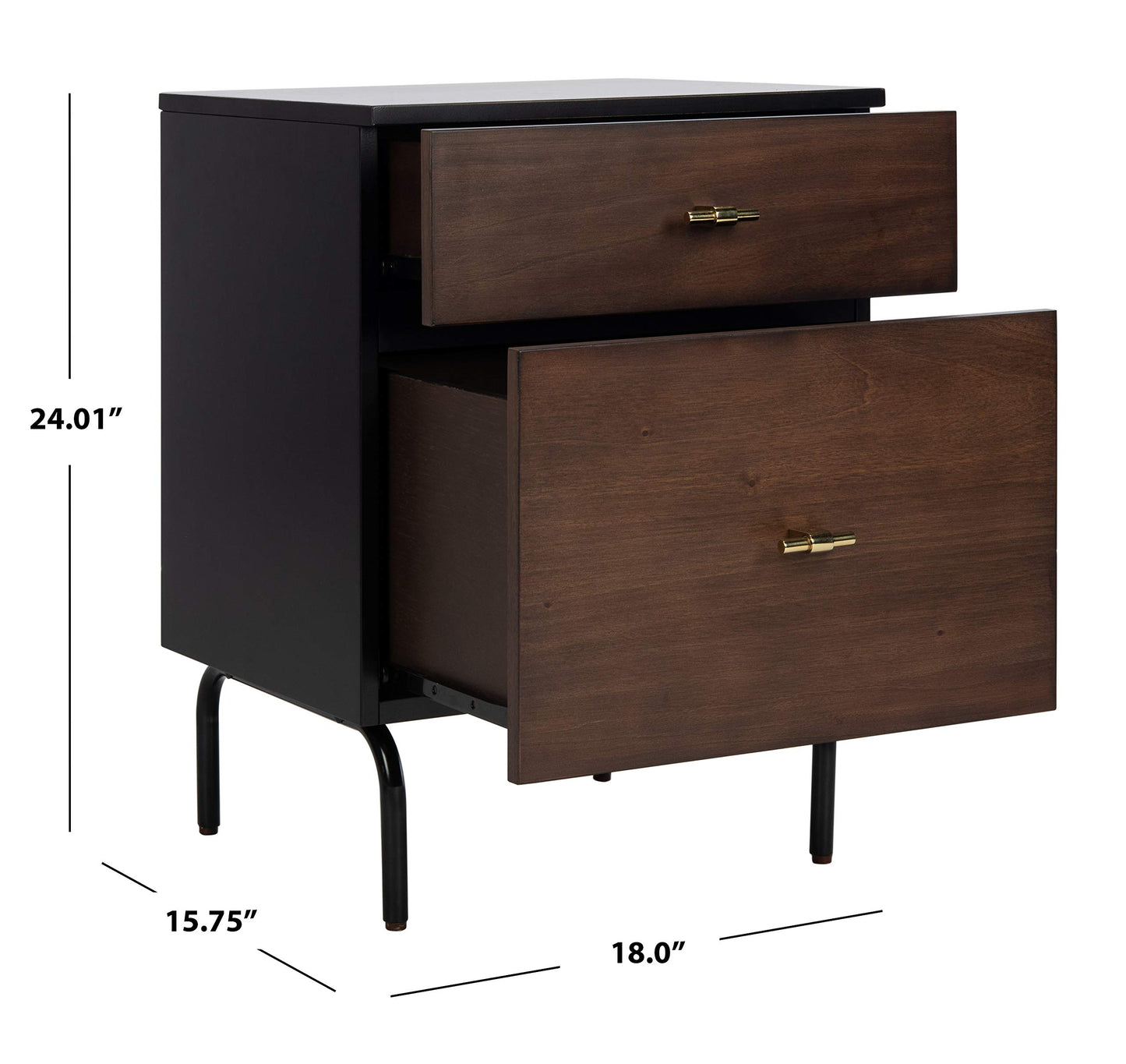 Safavieh Home Genevieve Modern Walnut and Black Mahogany 2-drawer Nightstand