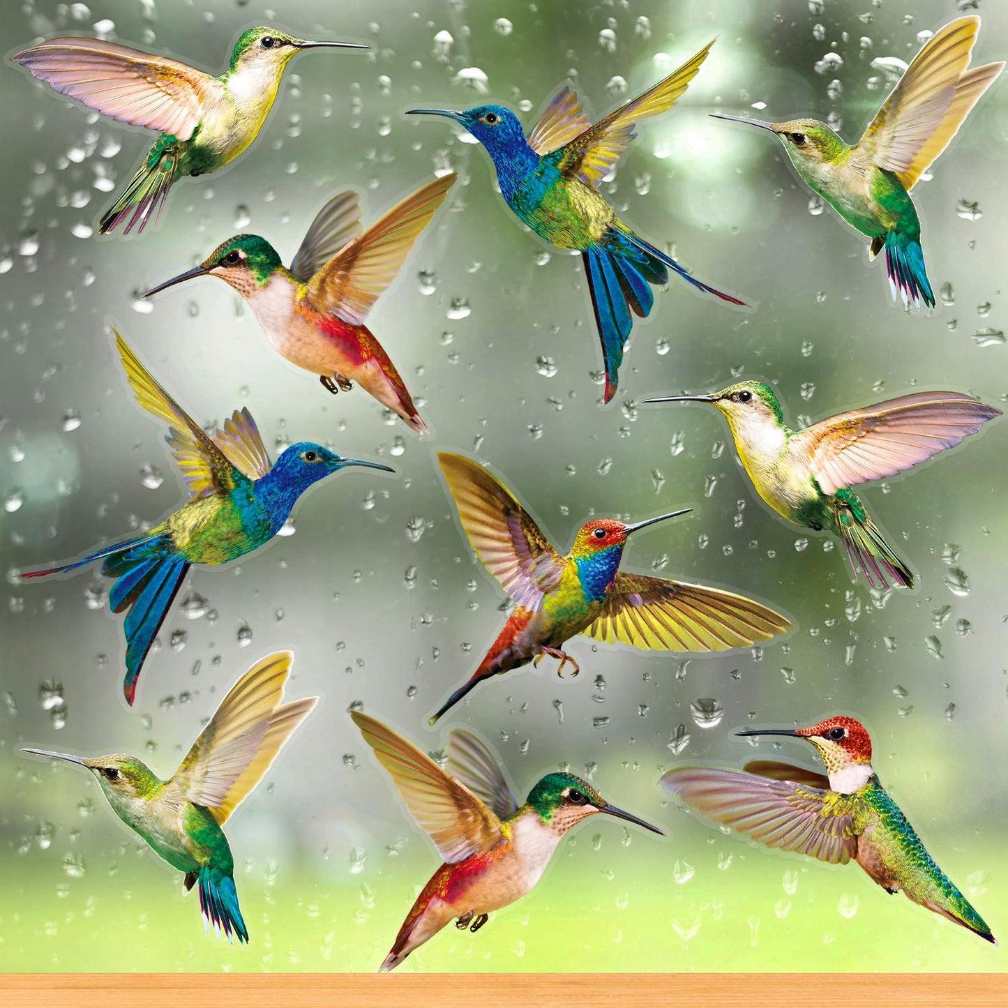 Blulu 18 Pieces Large Size Hummingbird Window Clings Anti-Collision Window Clings Decals to Prevent Bird Strikes on Window Glass Non Adhesive Vinyl Cling Hummingbird Stickers