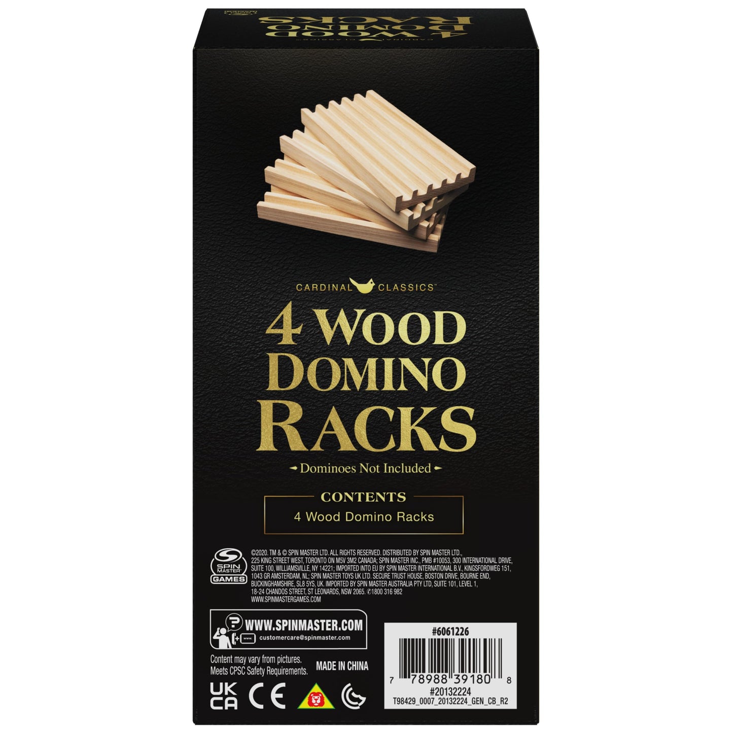Spin Master Games, Wooden Domino Racks, Set of 4 Trays for Mexican Train Dominoes, Dominoes Games, Classic Game, Kids Game, Adults & Kids Ages 8+