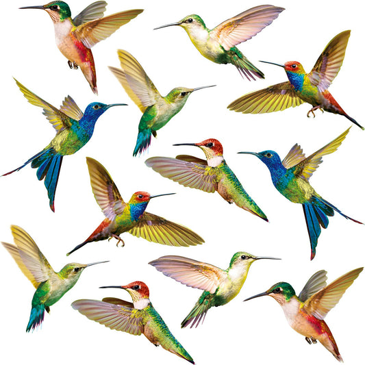 Blulu 18 Pieces Large Size Hummingbird Window Clings Anti-Collision Window Clings Decals to Prevent Bird Strikes on Window Glass Non Adhesive Vinyl Cling Hummingbird Stickers
