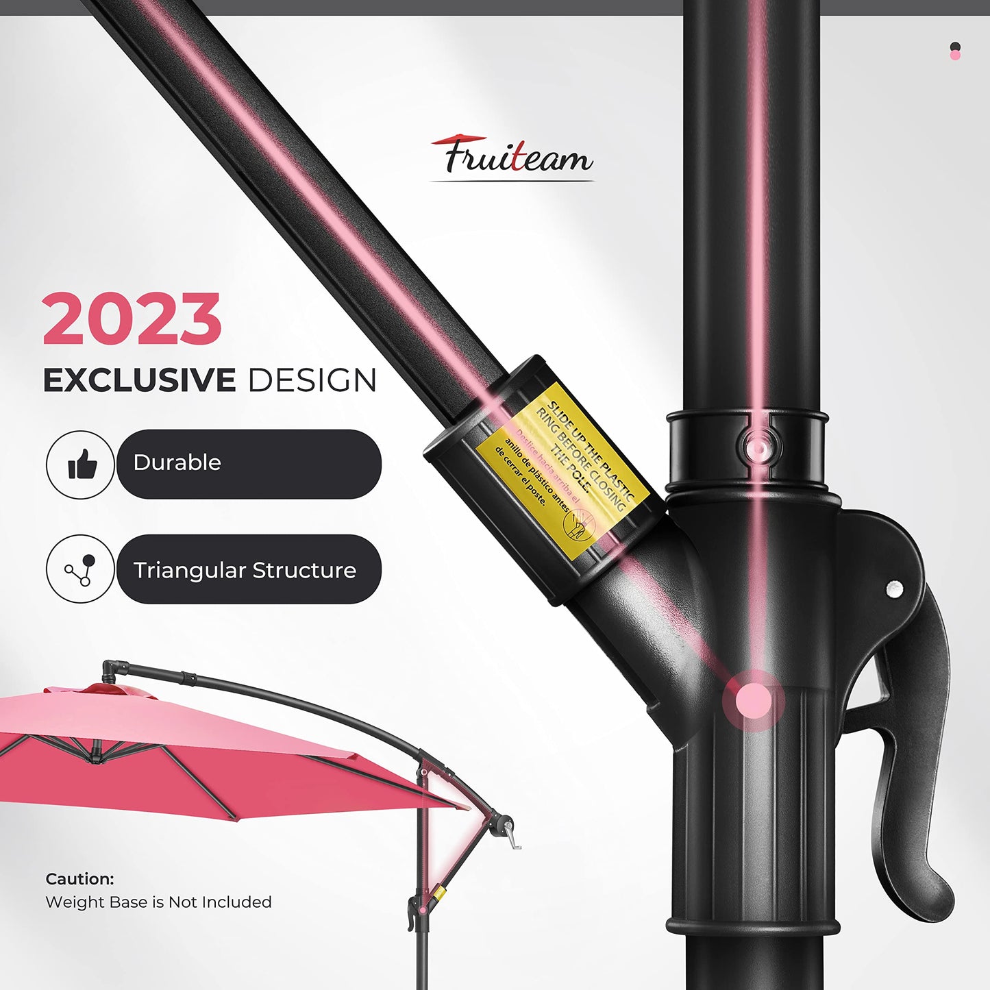 FRUITEAM 10FT Patio Offset Umbrella Cantilever Umbrella, Large Hanging Market Umbrella with Crank & Cross Bar, Waterproof UV Protection Outdoor Umbrella with Ventilation for Backyard, Garden