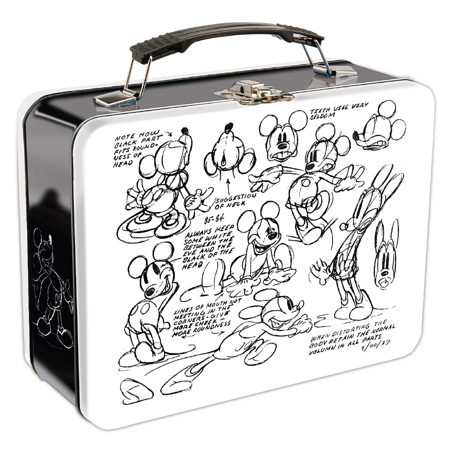 Vandor Disney Mickey Mouse Sketch Large Tin Tote, 9 x 3.5 x 7.5 Inches