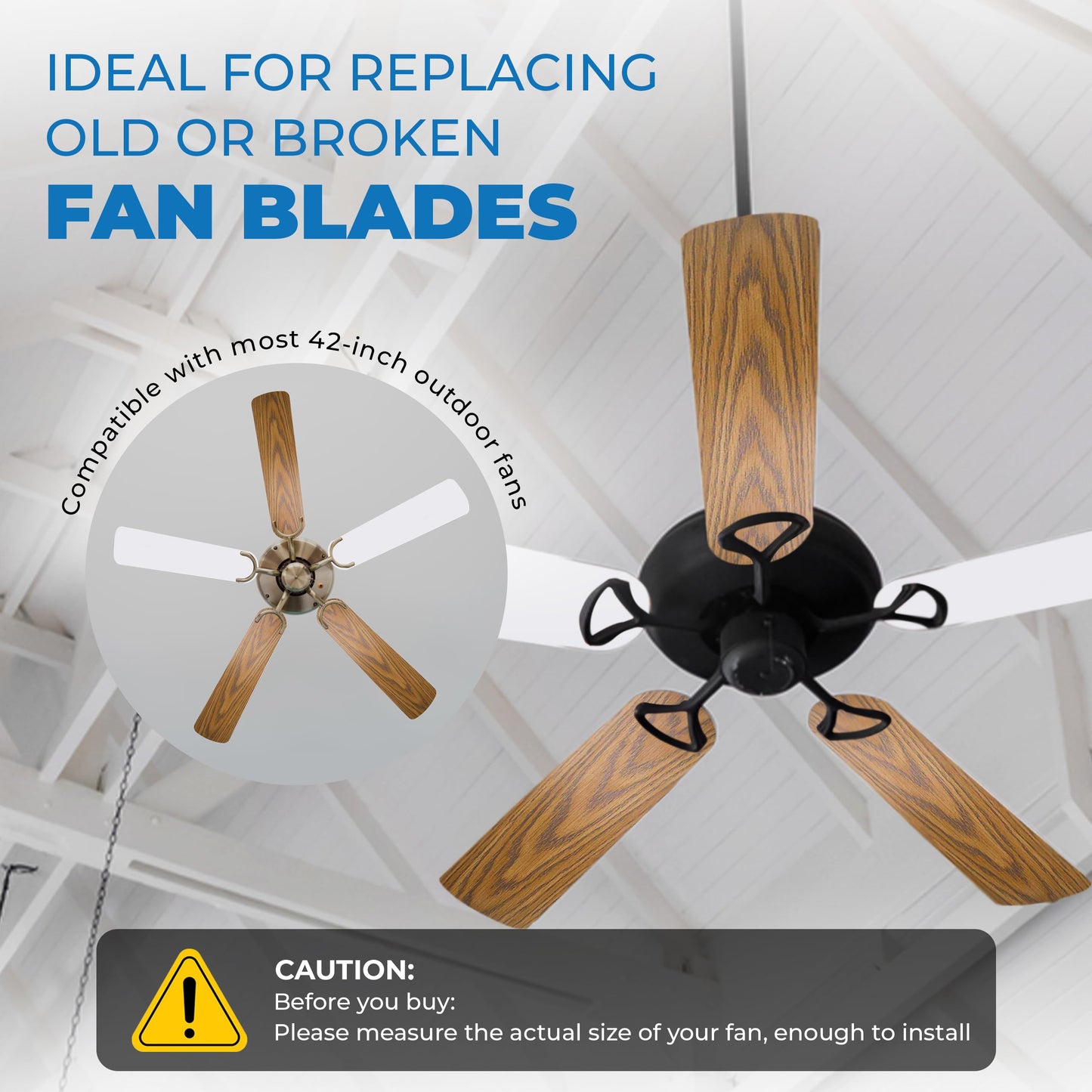 OHLECTRIC 5PCS 16 ½ Inches Fan Blades - Fan Replacement Blades For 42-inch Ceiling Fan - Substitution for Broken Blades - High-Performance Ceiling Fan Blades - Indoor Use, Oak/Walnut - OL-40489