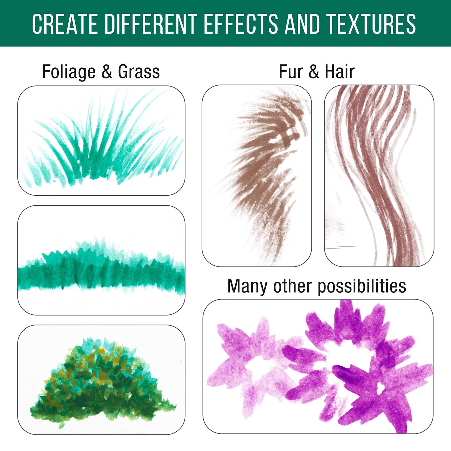 U.S. Art Supply 12 Piece Special Effects Artist Paint Brush Set - Professional Taklon Synthetic FX Brushes, Ribbon, Muti-Liner, Angular - Create Grass, Hair, Fur - Watercolor, Acrylic, Gouache, Oil