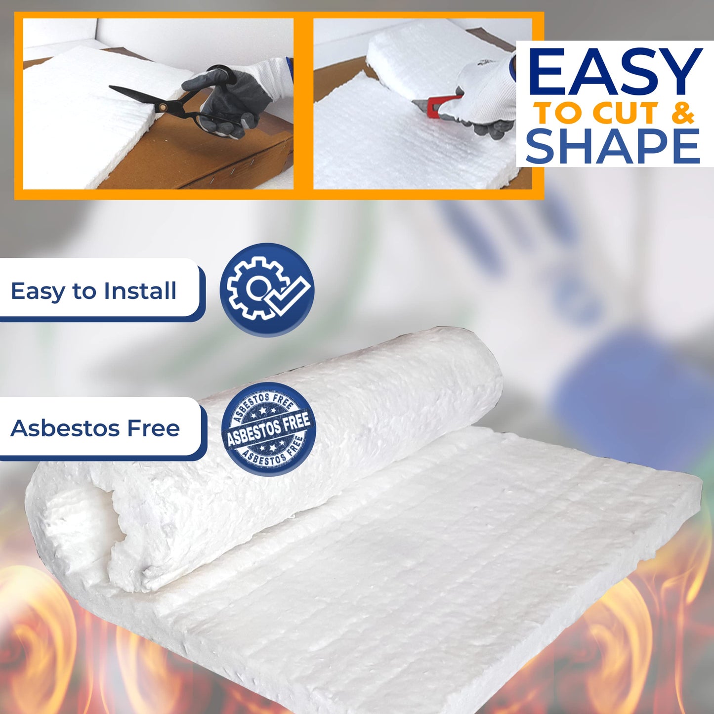 SIMOND STORE Ceramic Fiber Insulation Blanket, 1" Thick x 24" x 12" 2600F #8 Fireproof Insulation for Kilns, Forge, Furnace, Boiler, Chimney, Stove, Fireplace, Oven Insulation