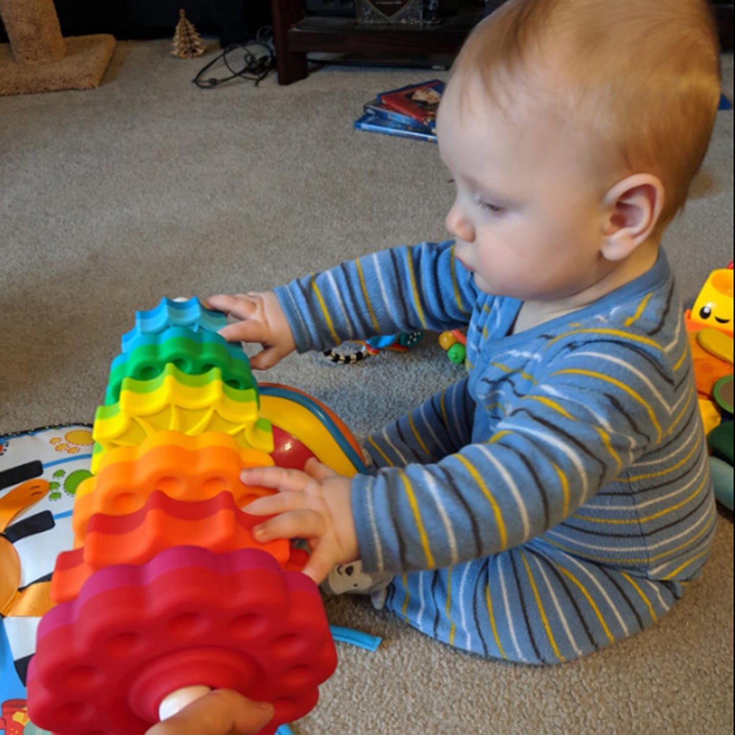 Baby Spinning Toy, Stacking Toy for Babies and Toddlers, Educational Toddler Learning Toys, Rainbow Spinning Wheel Toy for Focus, Dexterity, Brain Development, Interactive Learning stacking toys