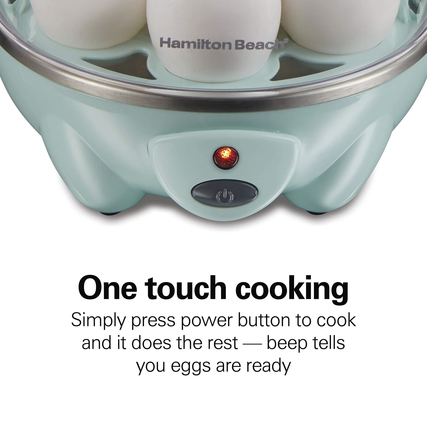 Hamilton Beach 3-in-1 Electric Egg Cooker for Hard Boiled Eggs, Poacher Eggs, Omelet Maker & Vegetable Steamer, Holds 7, Mint (25504)