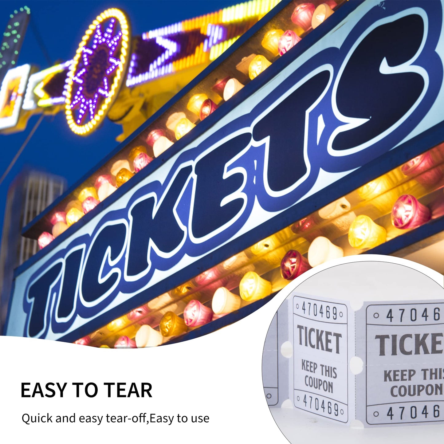 L LIKED Raffle Tickets Double Roll 2000 Tickets Consecutively Numbered 50/50 Raffle Tickets for Event Party Prize Drawing Perforated Stubs (Easy Read White)