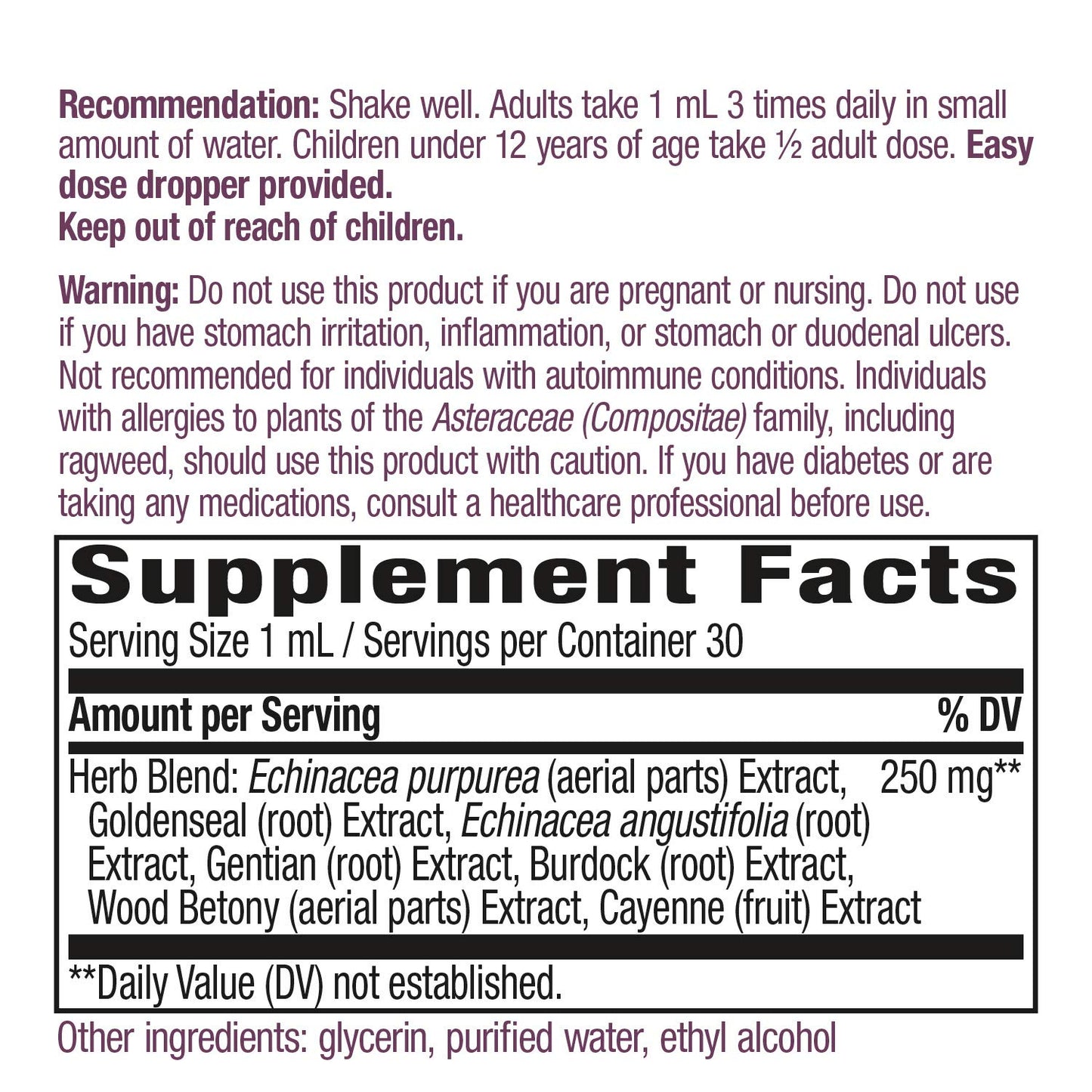 Nature's Way Premium Formula Echinacea-Goldenseal, 250 mg per serving, 99.9% Alcohol-Free, 1.01 Oz.