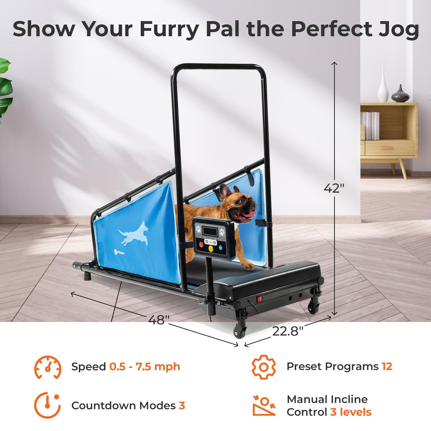Lifepro PawRunner Dog Treadmill for Small Dogs, Dog Treadmill for Medium Dogs, Pet Treadmill for Dogs up to 130lbs, Dog Pacer Treadmill Indoor Dog Running Machine, Small Dog Treadmill for Dog Fitness