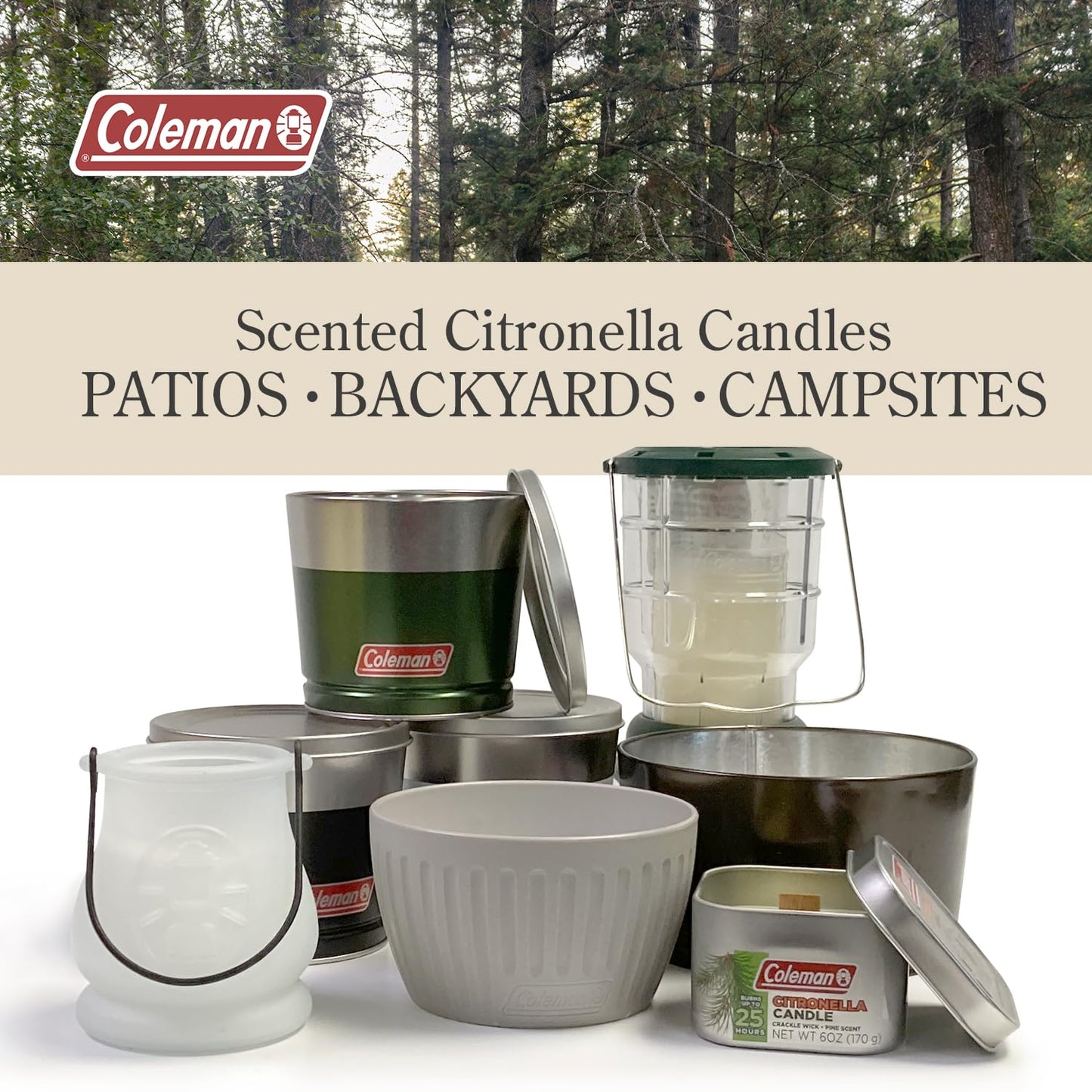 Coleman Color Changing LED Citronella Outdoor Citronella Scented Candle - 25-Hour Burn Time - Perfect for Camping, Patio Tables, Picnics and Outdoor Activities - 8 oz