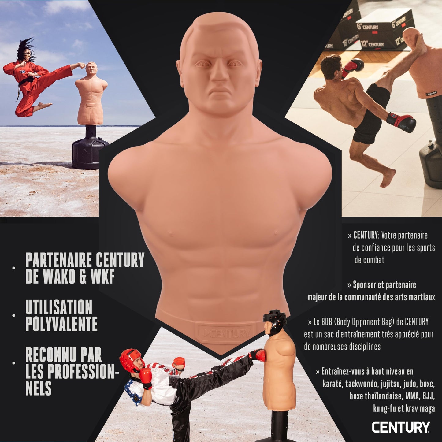 Century BOB XL with Base Unit | Body Opponet Bag | Mannequin Bag, Martial Artists, Fitness Pros, Athletes Training | Extended Torso | Tactical & Self-Defense Training