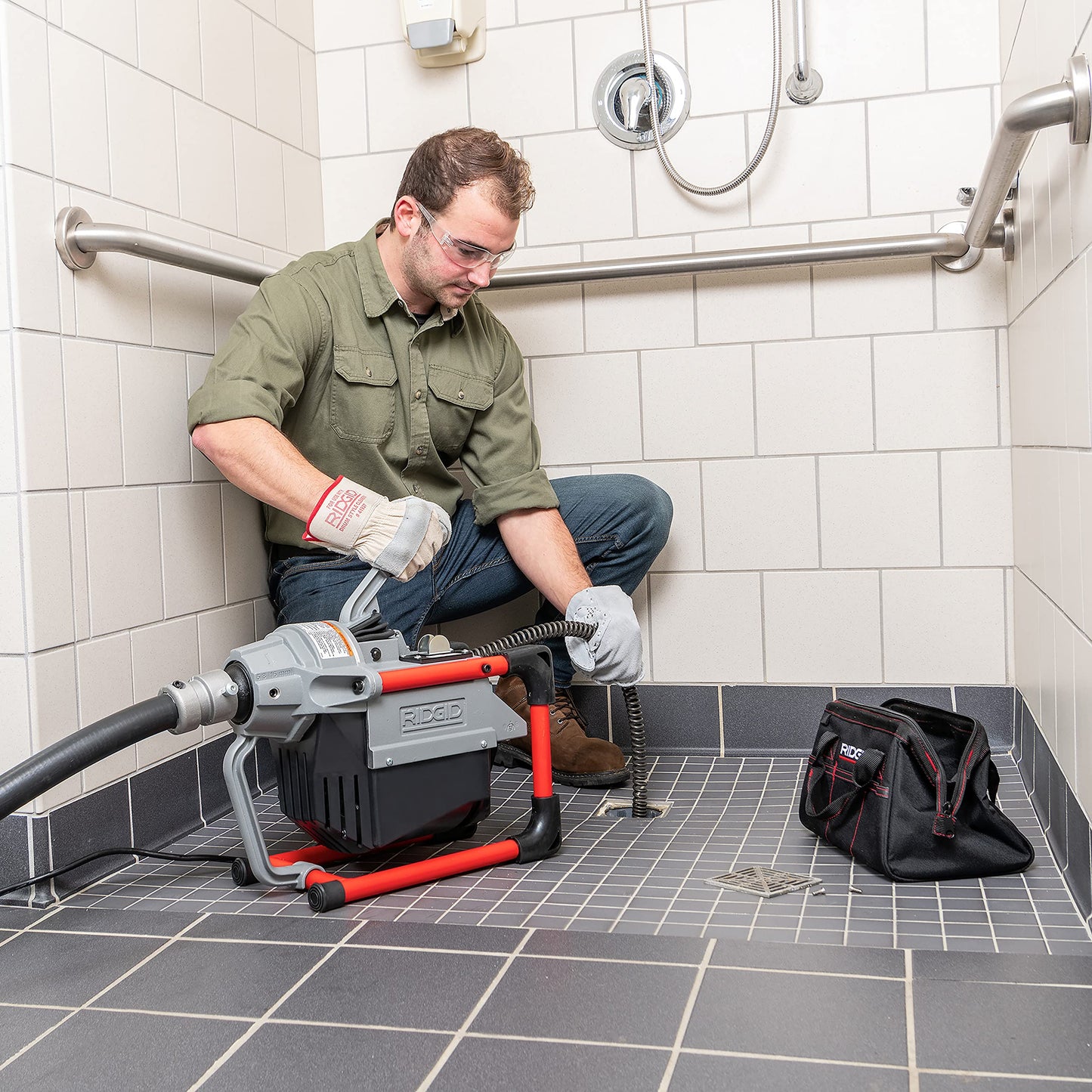 RIDGID 66497 K-60SP-SE Sectional Machine, Sectional Sewer Machine with A-61 Auger Tool Kit and A-62 Drain Cable Kit, Drain Cleaner Machine