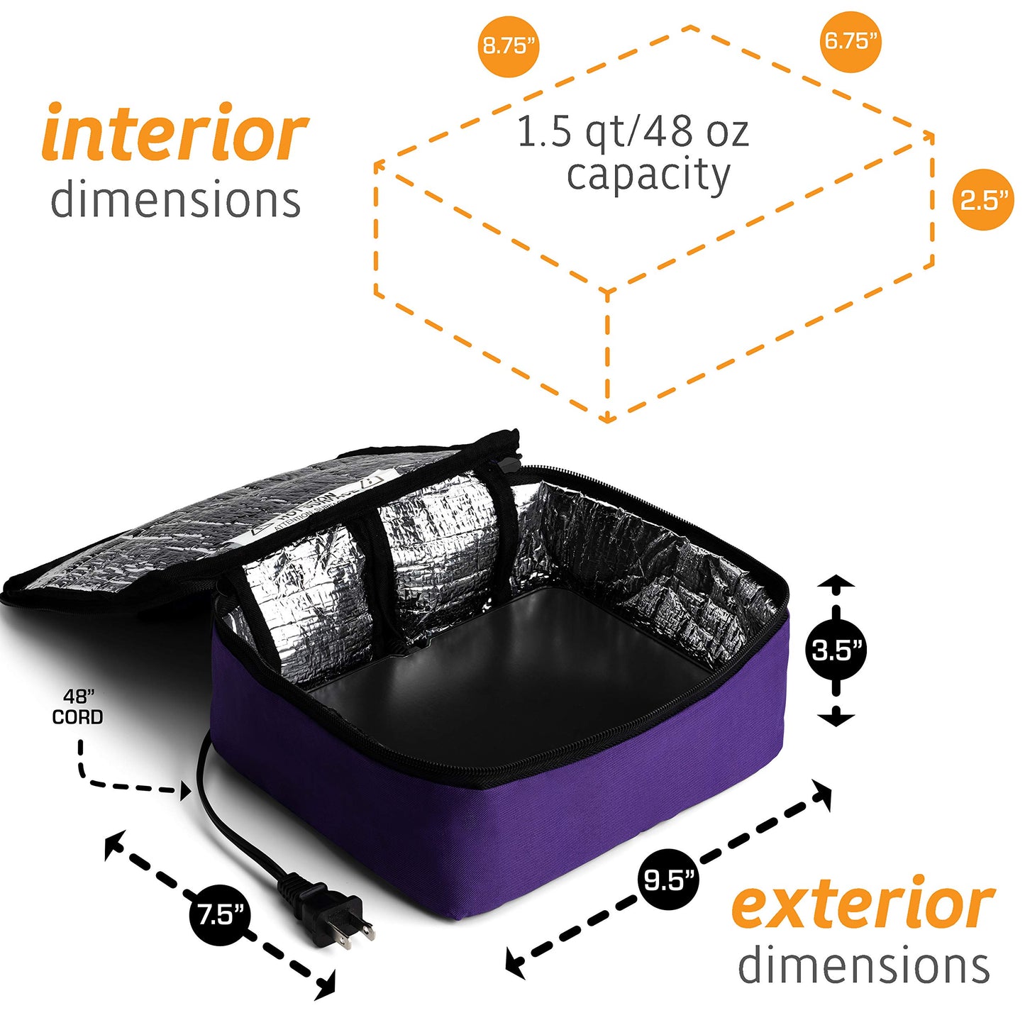 HotLogic Mini Portable Electric Lunch Box Food Heater - Innovative Food Warmer and Heated Lunch Box for Adults Car/Home - Easily Cook, Reheat, and Keep Your Food Warm - Purple (120V)