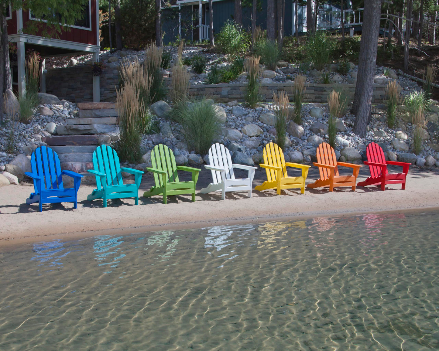POLYWOOD AD5030SR Classic Folding Adirondack Chair, 38.5" H x31.25 W x 33.5" D, Sunset Red