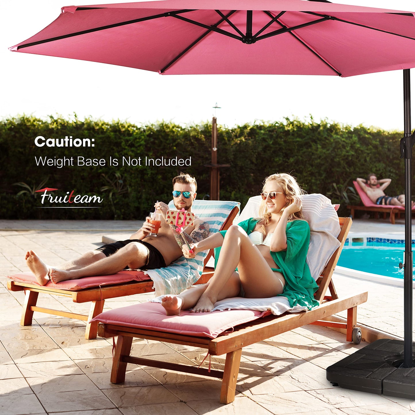 FRUITEAM 10FT Patio Offset Umbrella Cantilever Umbrella, Large Hanging Market Umbrella with Crank & Cross Bar, Waterproof UV Protection Outdoor Umbrella with Ventilation for Backyard, Garden