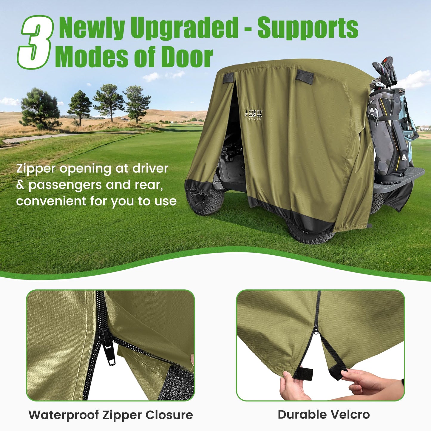 10L0L Golf Cart Covers,Waterproof Golf Cart Rain Covers 2 passenger Universal Fits for Yamaha ,Club Car, EZGO, 4 passenger Golf Cart Storage Cover