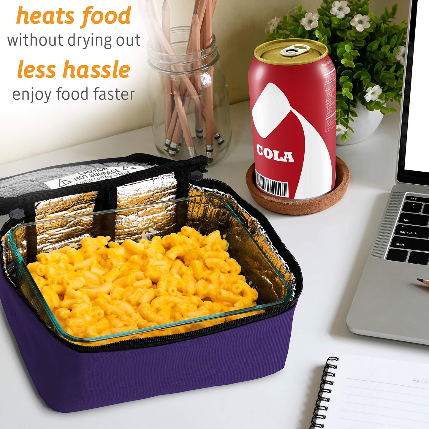 HotLogic Mini Portable Electric Lunch Box Food Heater - Innovative Food Warmer and Heated Lunch Box for Adults Car/Home - Easily Cook, Reheat, and Keep Your Food Warm - Purple (120V)
