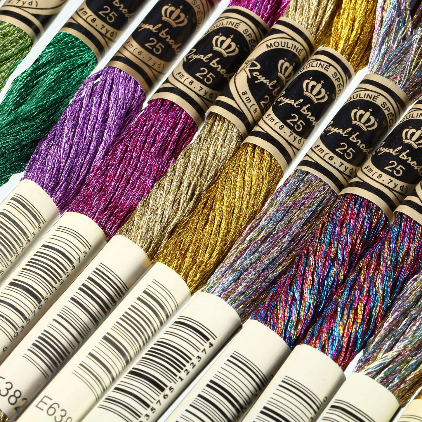24 Pieces Metallic Embroidery Floss Multicolor Embroidery Skein Threads Glitter Embroidery Thread Cross Stitch Polyester Thread for Friendship