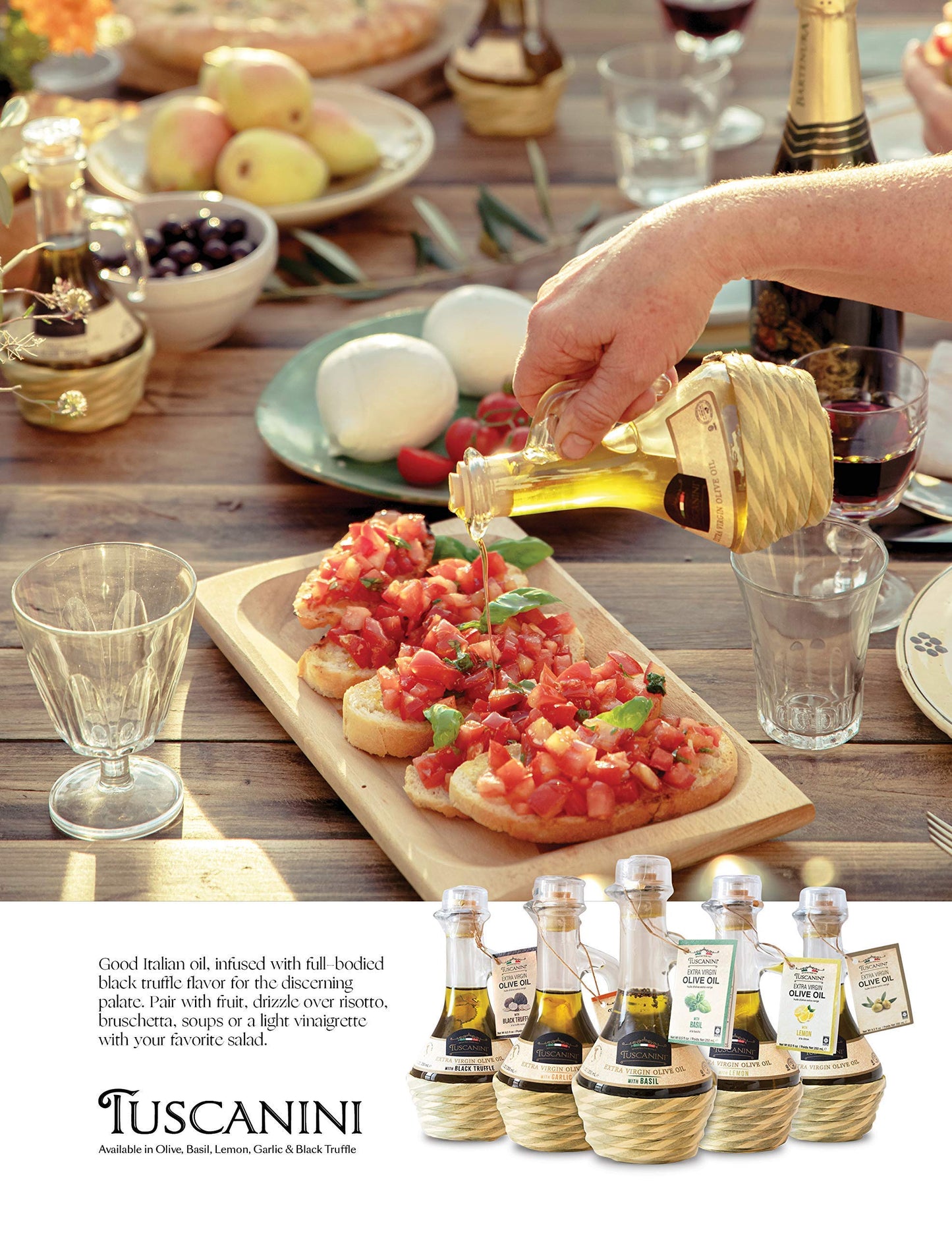 Tuscanini Black Truffle Oil, Made With Premium Italian Extra Virgin Olive Oil, Real Truffle Shavings in the Bottle, 8.5oz, Cold-Pressed, Fine Tasting, Non GMO, Product of Italy