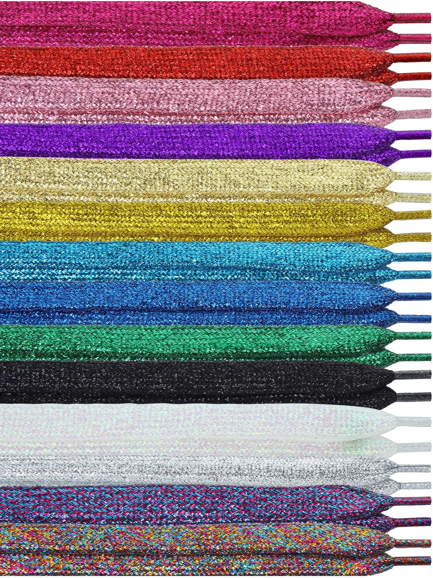 WILLBOND 16 Pairs Glitter Flat Shoelaces 42 Inch Solid Color Shoe Laces for Team Sneakers